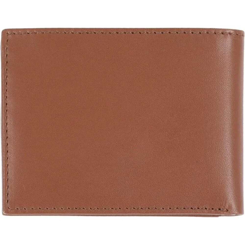 Men's Cognac Attached Flip Pockets Genuine Leather Wallet Card Extra Capacity